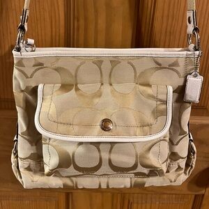 Coach Daisy Signature File Gold/White Crossbody Shoulder Bag B1276-F16558